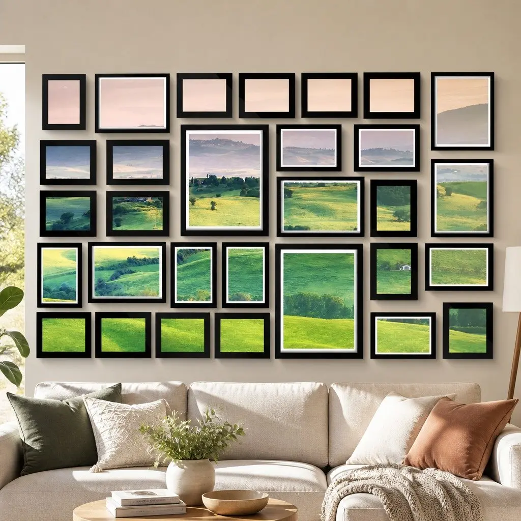 Photo Frame Set 30 Piece Wall Art Display Multiple Sizes Black 3.5x5 4x6 5x7 8x10