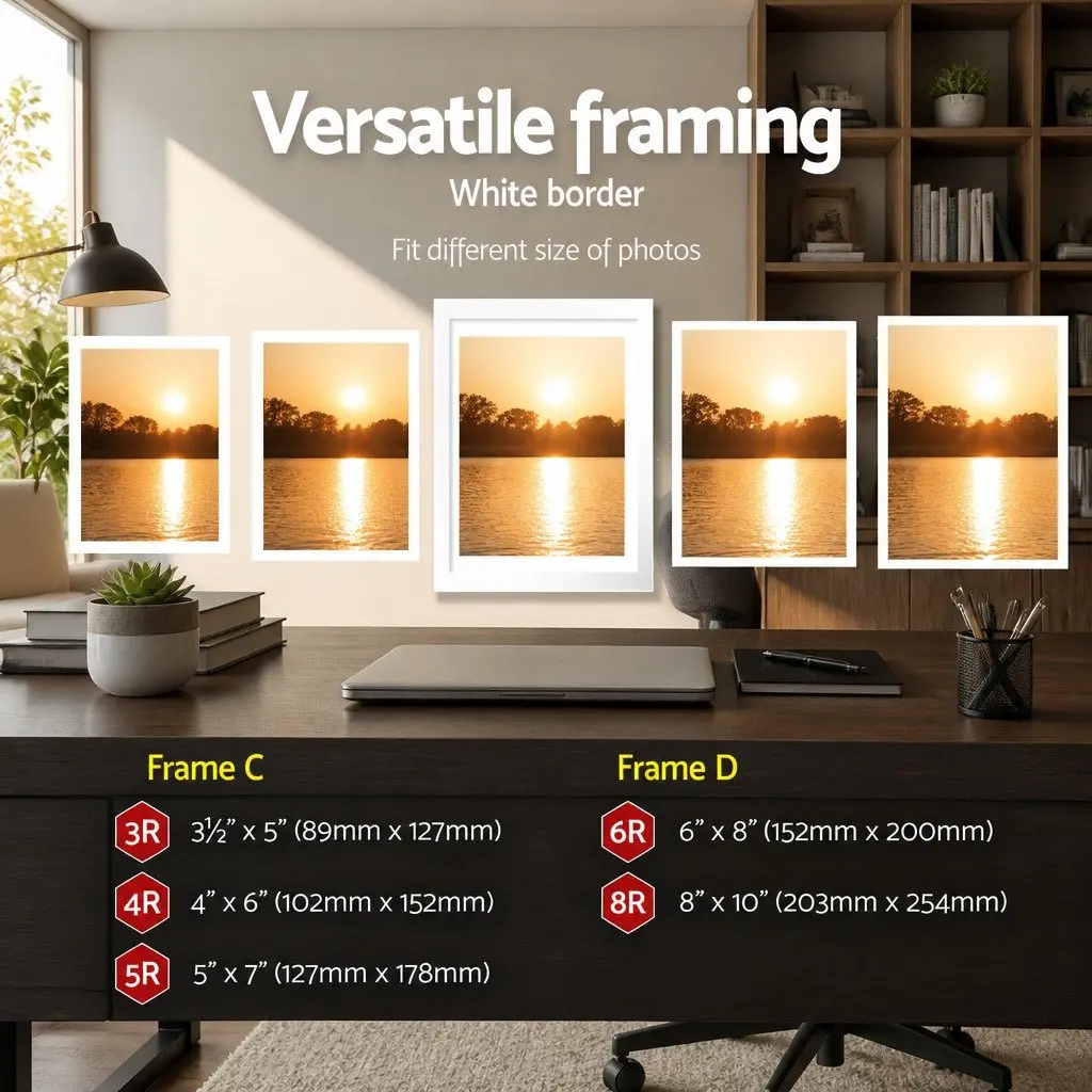 30 Piece White Photo Frame Set Wall Display for Portrait and Landscape Multiple Sizes