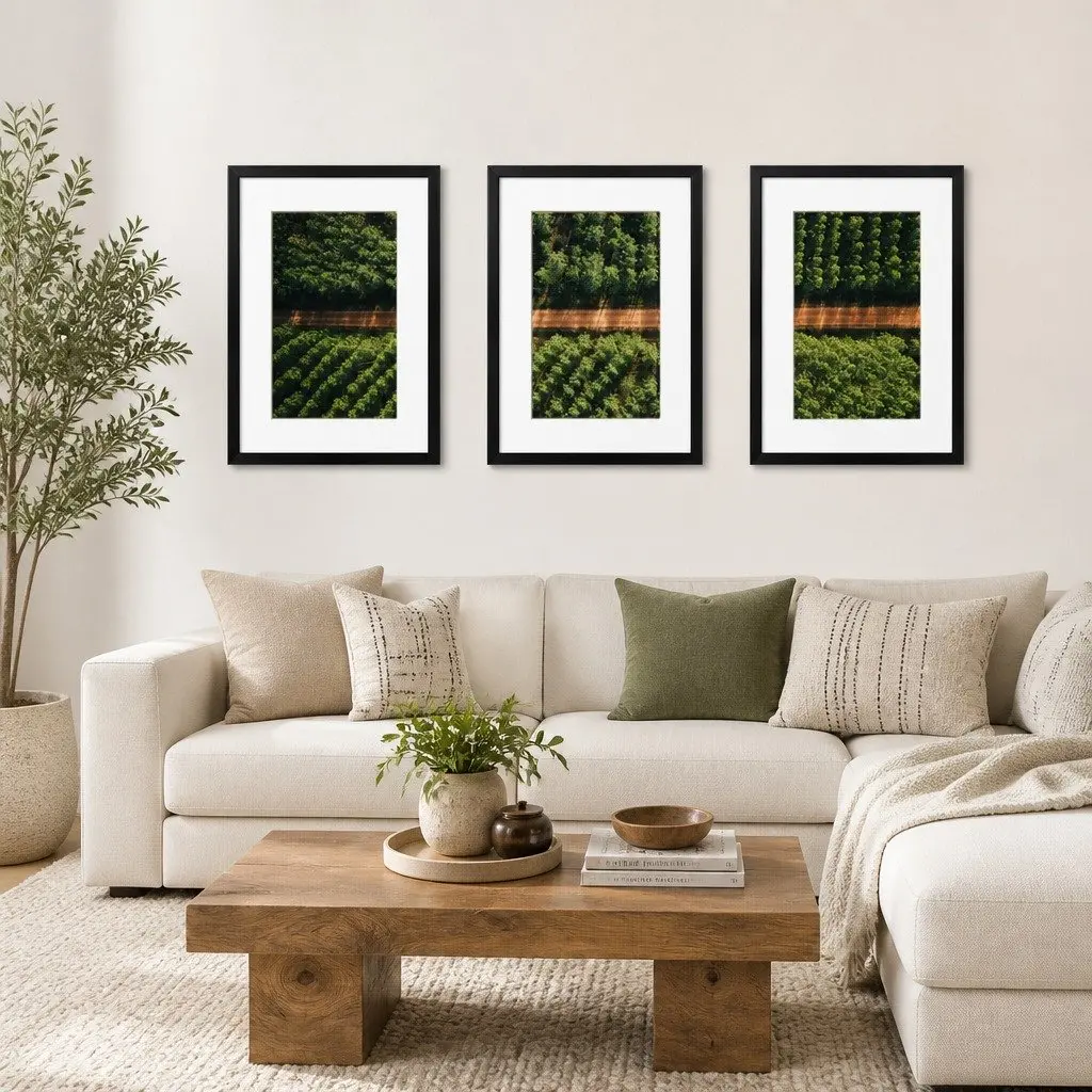 3 Piece Photo Frame Wall Set A3 Picture Display Black Polymer Rectangle Home