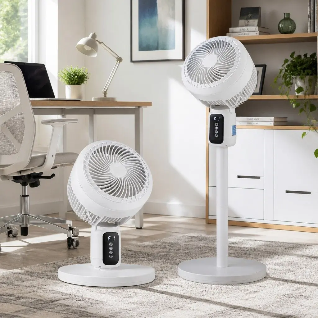 Pedestal Fan Remote Control Adjustable Height 3 Speed 12H Timer White