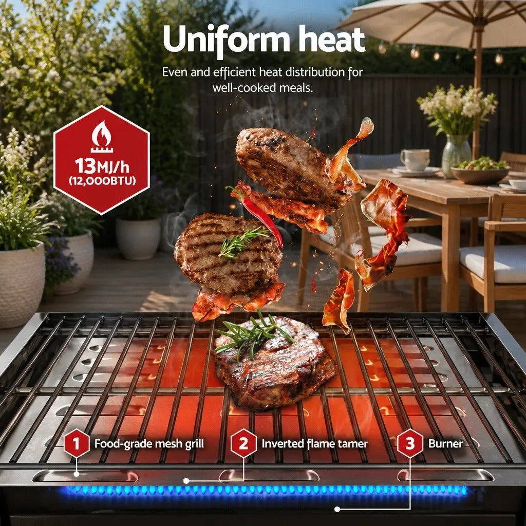 Portable Gas BBQ Grill Double Sided Plate Stainless Steel Camping Outdoor