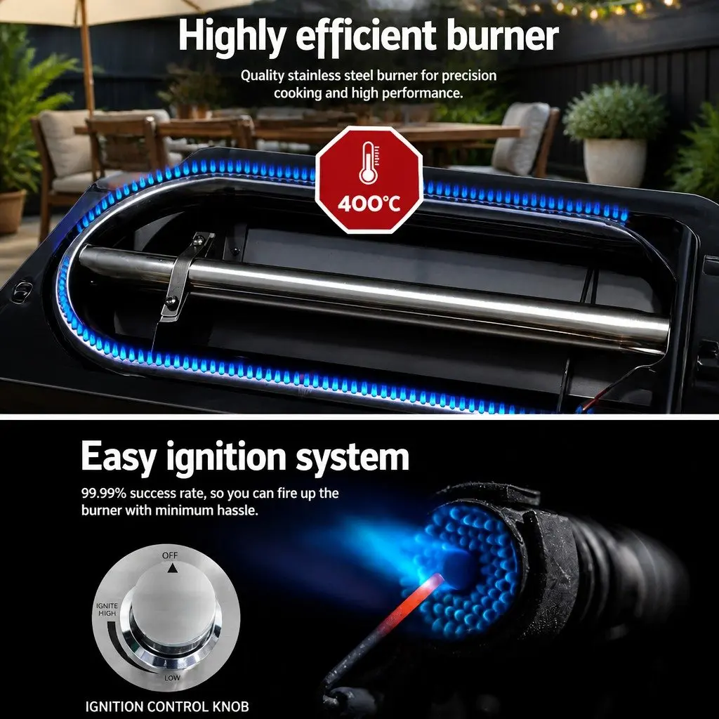 Portable Gas BBQ Grill Double Sided Plate Stainless Steel Camping Outdoor
