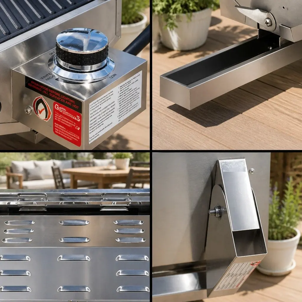 Portable Gas BBQ Grill Double Sided Plate Stainless Steel Camping Outdoor