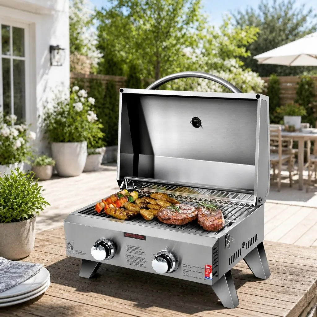 Portable Gas BBQ Grill with 2 Burners