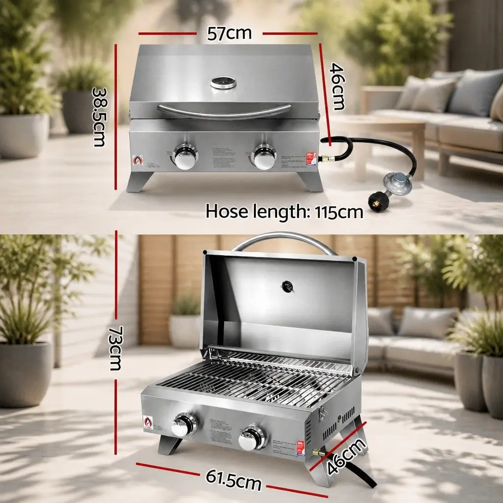 Portable Gas BBQ Grill with 2 Burners
