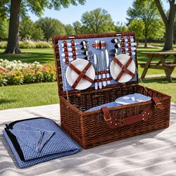 Reliable 4 Person Picnic Basket Set with Insulated Features