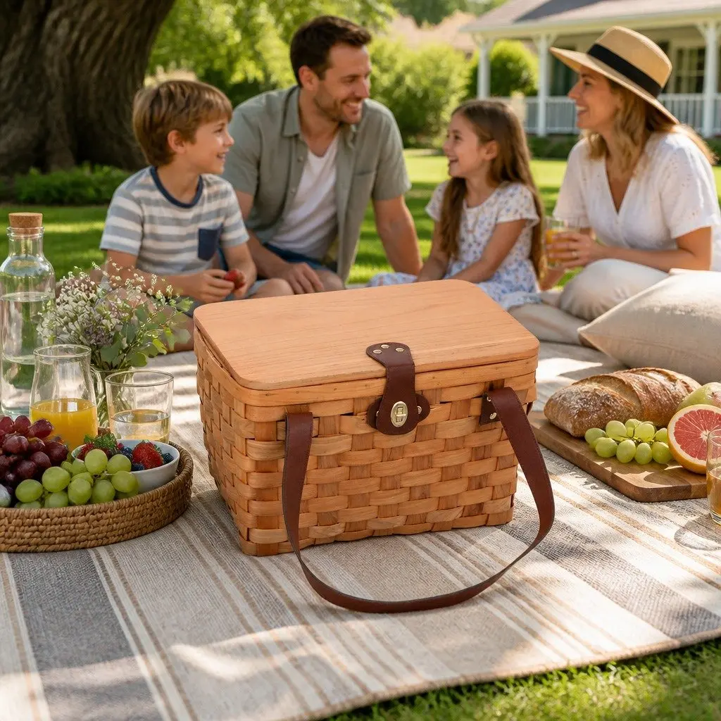 Picnic Basket Set 2 Person Outdoor Dining Cooler Bag Multicolour