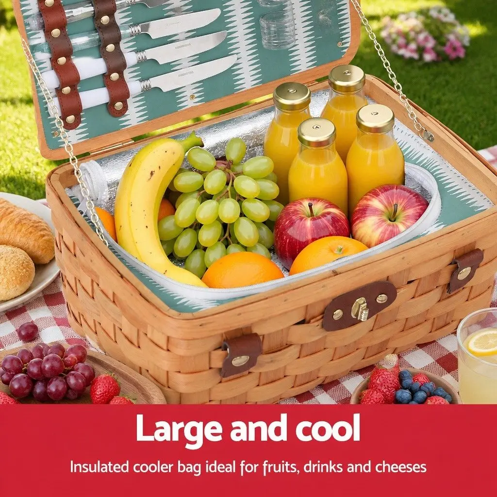 Picnic Basket Set 2 Person Outdoor Dining Cooler Bag Multicolour