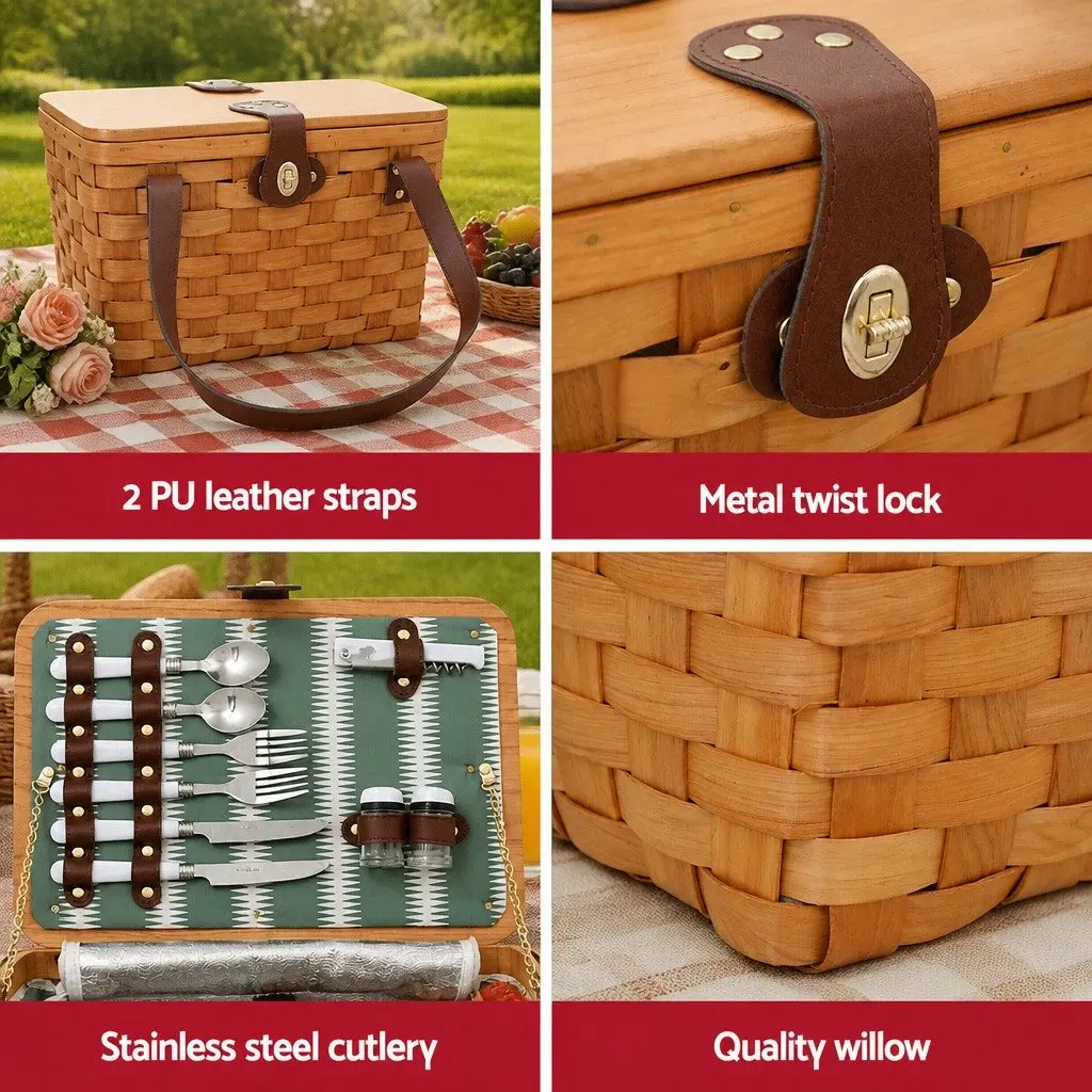 Picnic Basket Set 2 Person Outdoor Dining Cooler Bag Multicolour