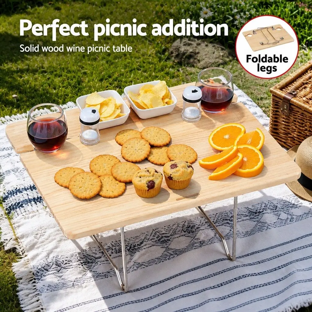 Picnic Basket Set for 2 Person Willow Woven with Wood Table Blanket Cooler Multicolour
