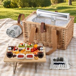 Value and Quality: 4-Person Willow Picnic Basket Set