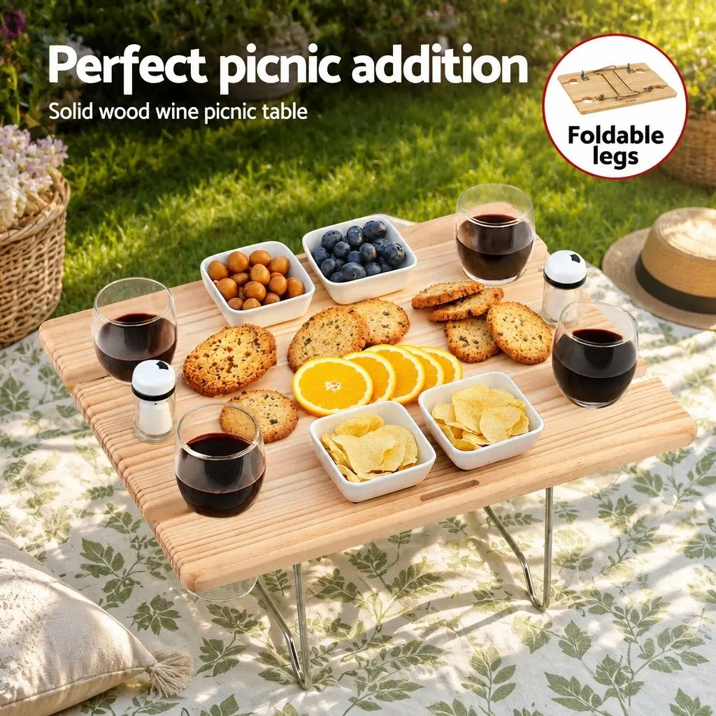 4 Person Picnic Basket Set Outdoor Cooler Blanket Wine Table Cutlery Multicolour