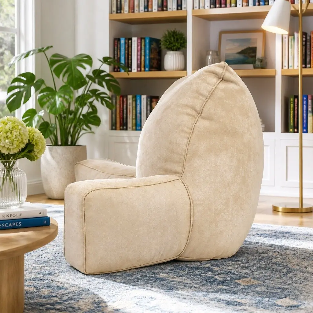 Reading Pillow Back Rest Lumbar Support Cushion Oatmeal 49 x 49 x 15 cm