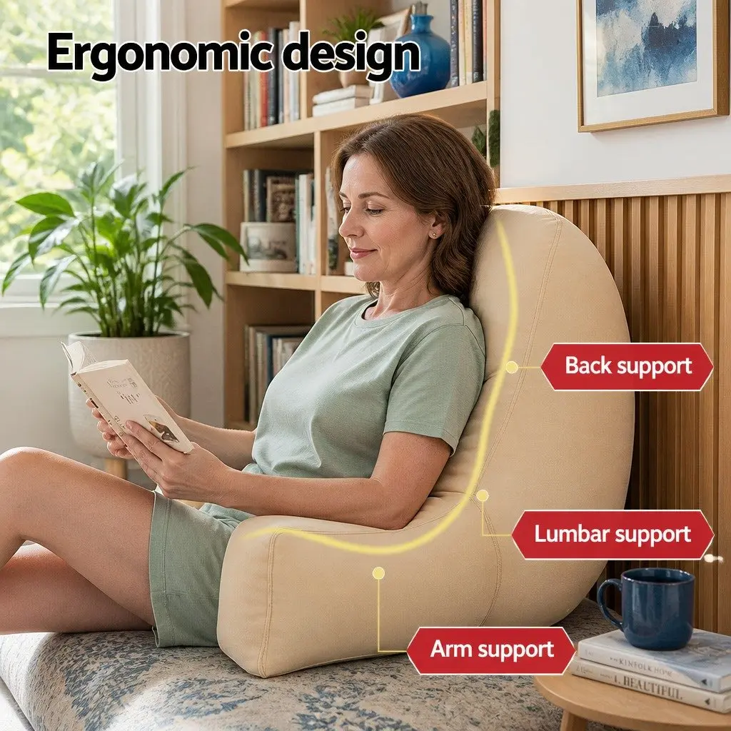 Reading Pillow Back Rest Lumbar Support Cushion Oatmeal 49 x 49 x 15 cm
