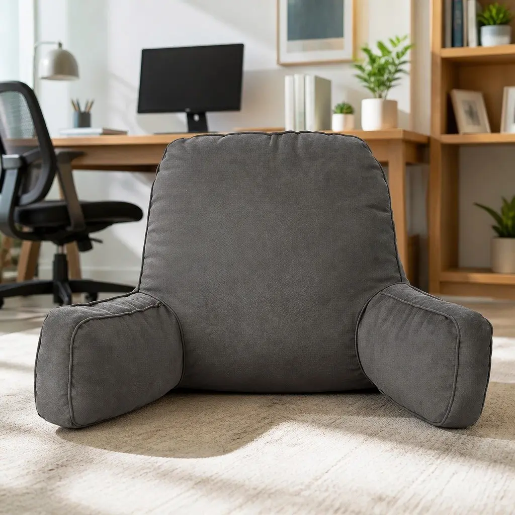 Reading Pillow Back Rest Lumbar Support Cushion Grey Bedroom Bedding