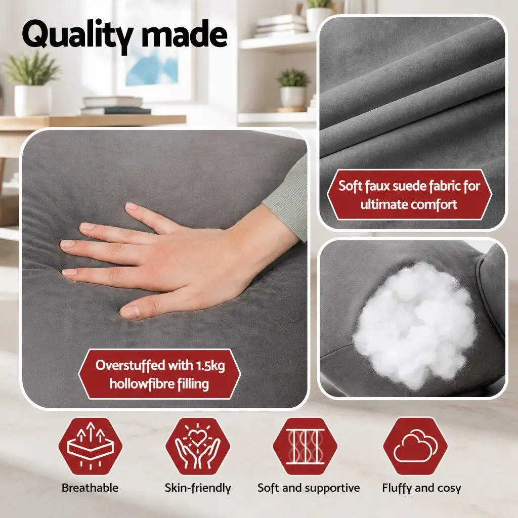 Reading Pillow Back Rest Lumbar Support Cushion 49x49x15cm Grey