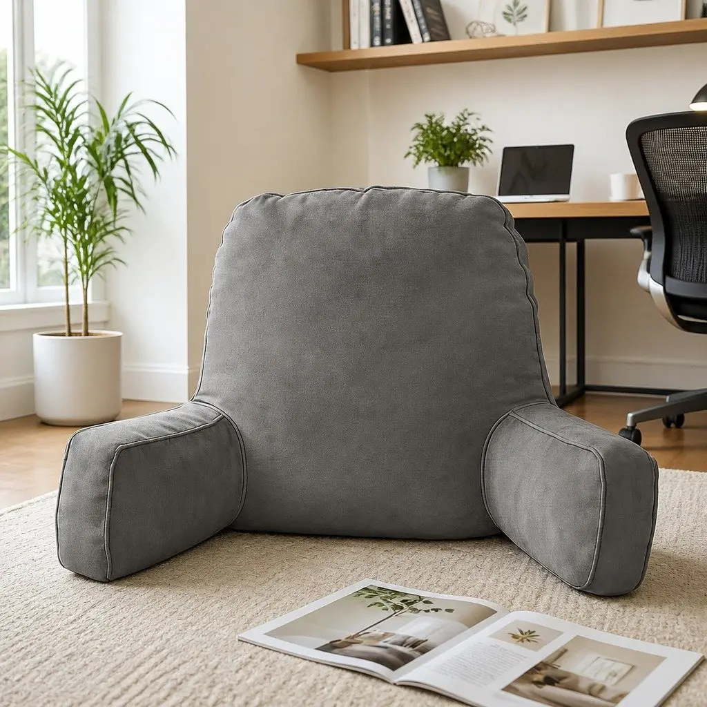 Reading Pillow Back Rest Lumbar Support Cushion 49x49x15cm Grey