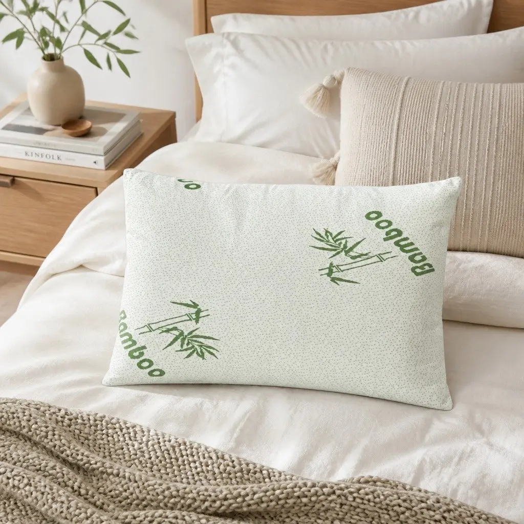 Bamboo Pillow Set 4 Pack Medium Firm Firm White