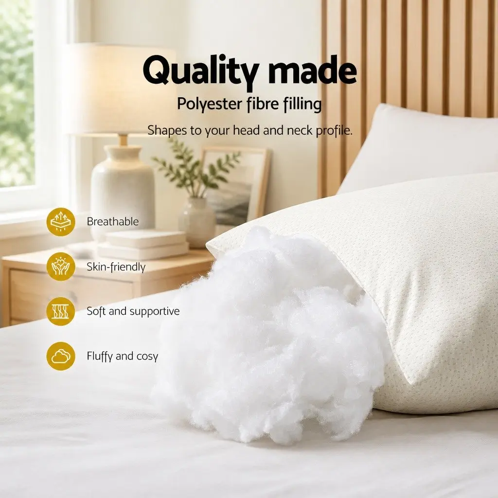 Bamboo Pillow Set 4 Pack Medium Firm Firm White