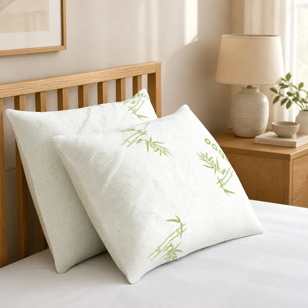 Bamboo Pillow Set 4 Pack Medium Firm Firm White