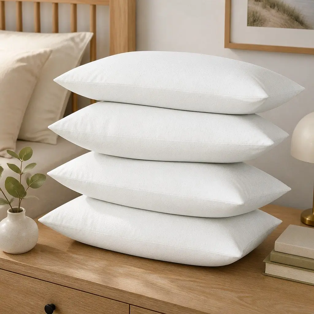 Bamboo Pillow Set 4 Pack Medium Firm Firm White