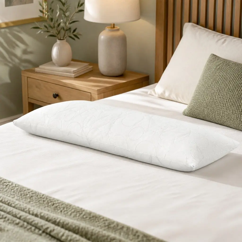 Body Pillow Full Length Support 120 x 36 x 24 cm Memory Foam White Bamboo Cover