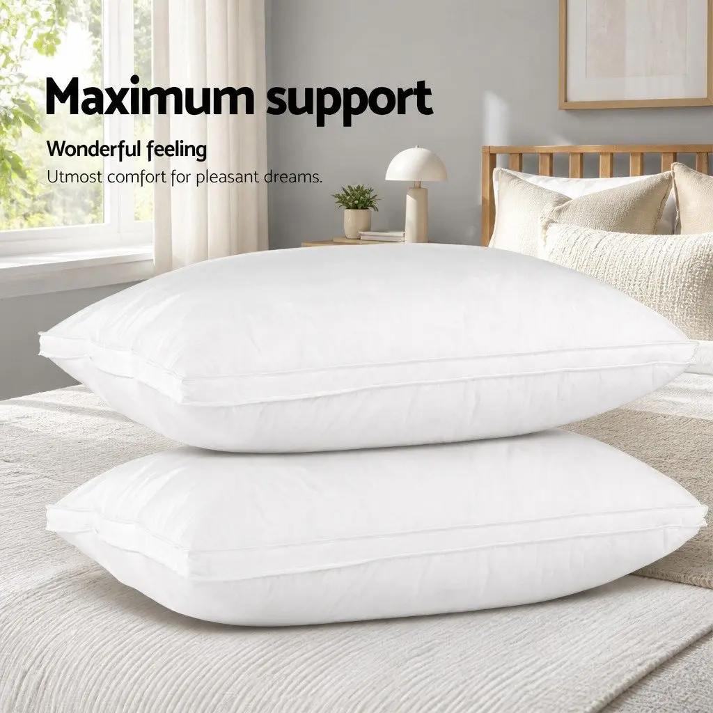 Duck Feather Down Pillow Neck Support Standard Size White Twin Pack