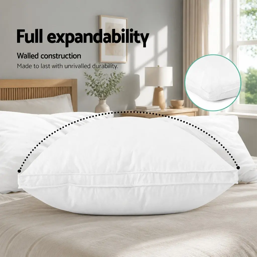 Duck Feather Down Pillow Neck Support Standard Size White Twin Pack