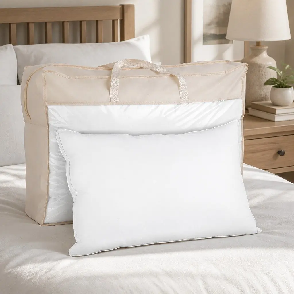 Duck Feather Down Pillow Neck Support Standard Size White Twin Pack