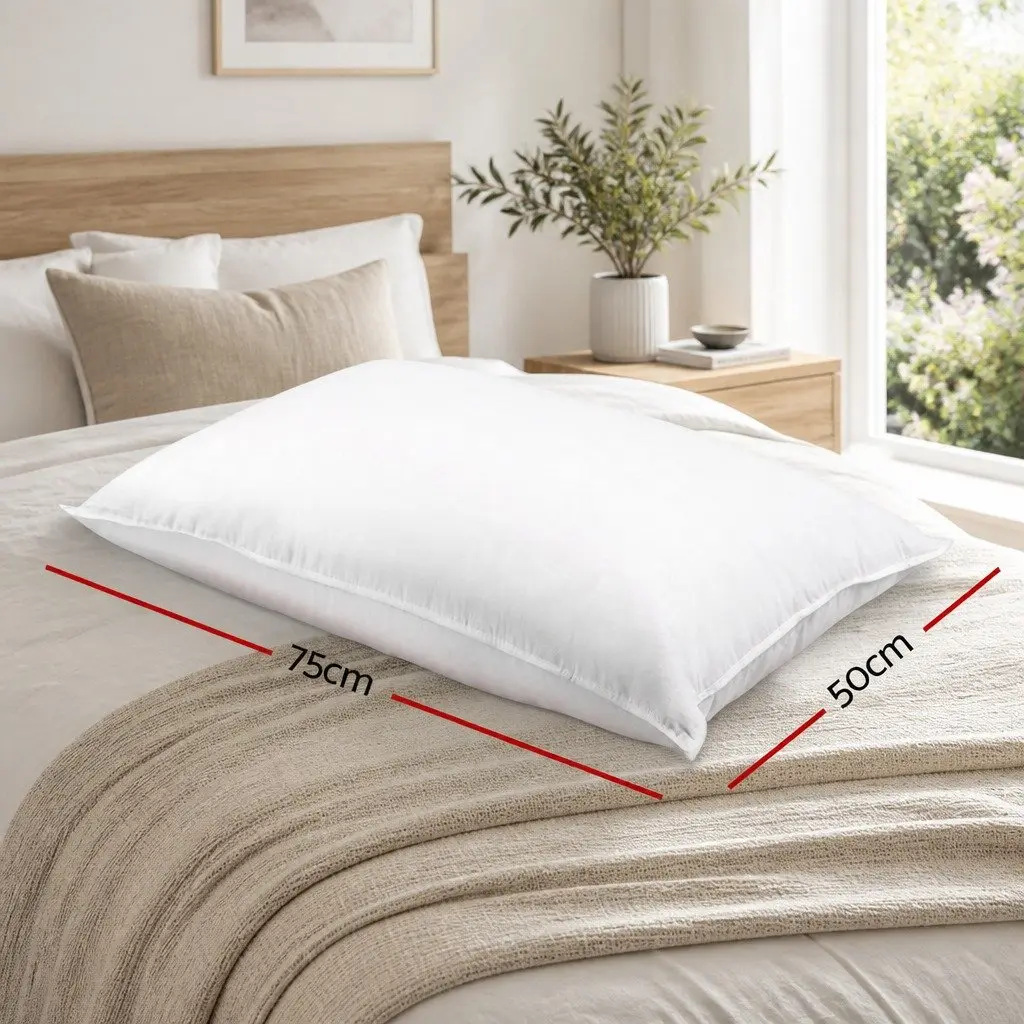 Duck Feather Down Pillow Set Bedroom Sleep Comfort 73 x 48cm White 2 Piece