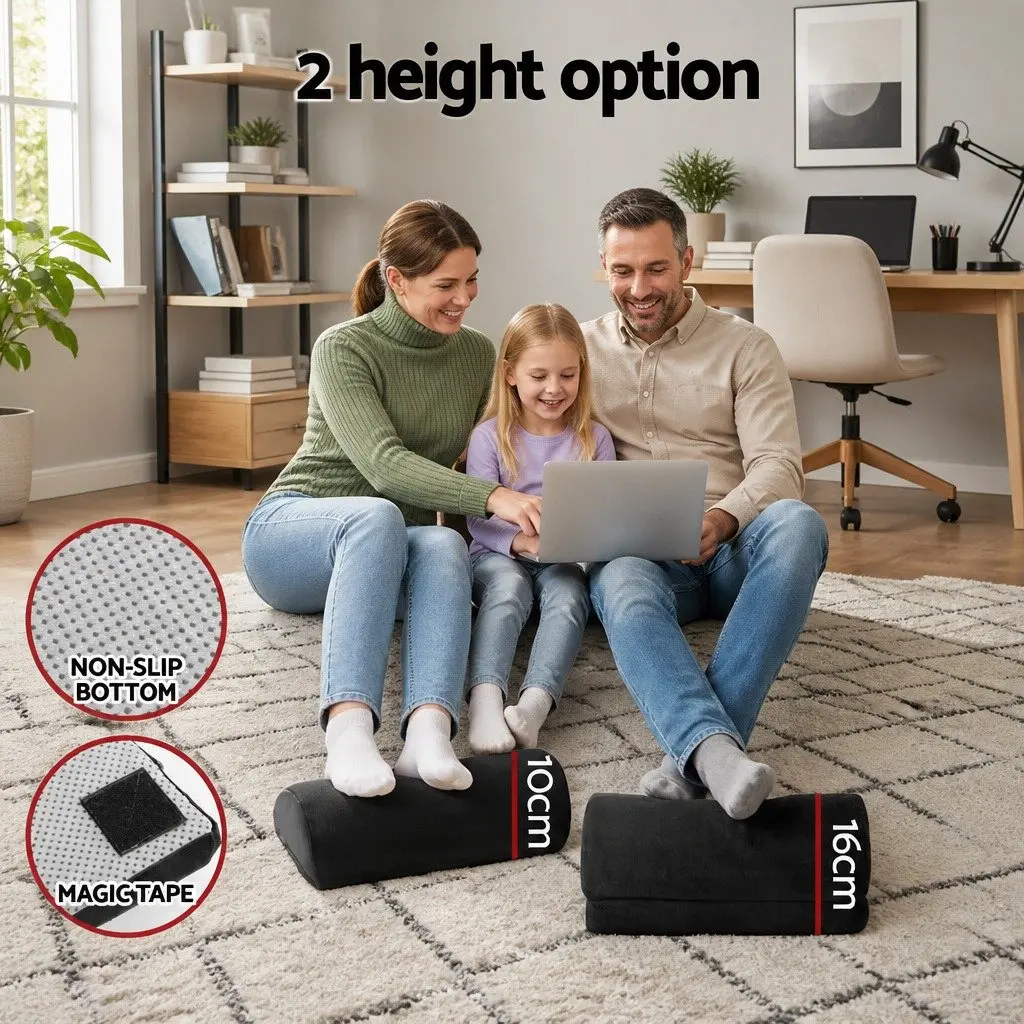 Memory Foam Footrest Cushion Ergonomic Support Adjustable Height Black 45cm x 32cm x 16cm