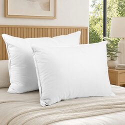 Comfortable Goose Feather Down Pillows Twin Pack 1kg Each