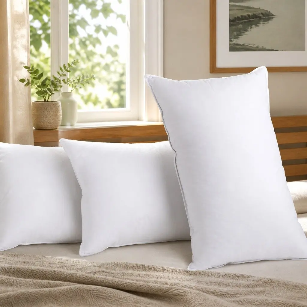 Goose Feather Down Pillow Twin Pack Hypo-Allergenic 75cm x 50cm White