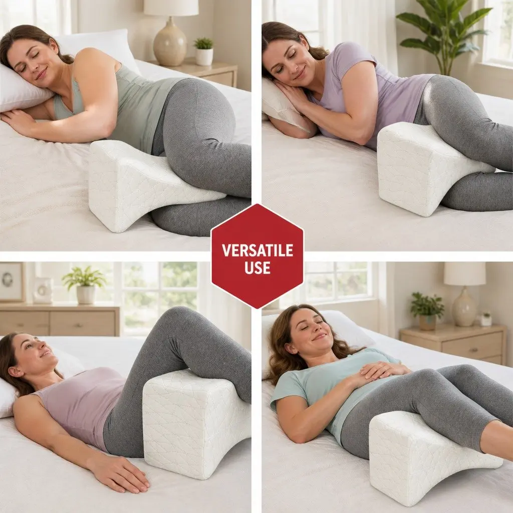 Memory Foam Knee Pillow Ergonomic Support 32cm x 18cm x 20cm White