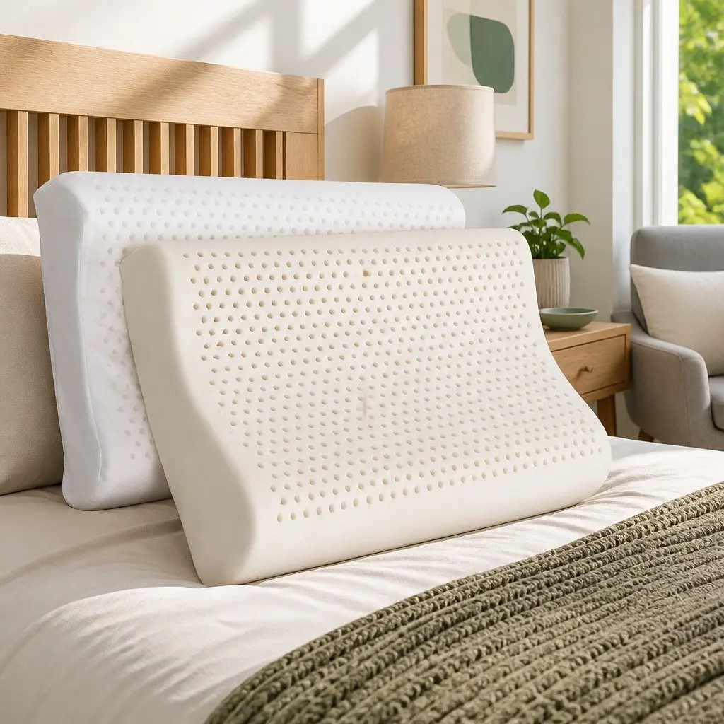 Latex Pillow Natural Support Contour 2-Zone 60 x 40 x 10-12cm White Twin Pack