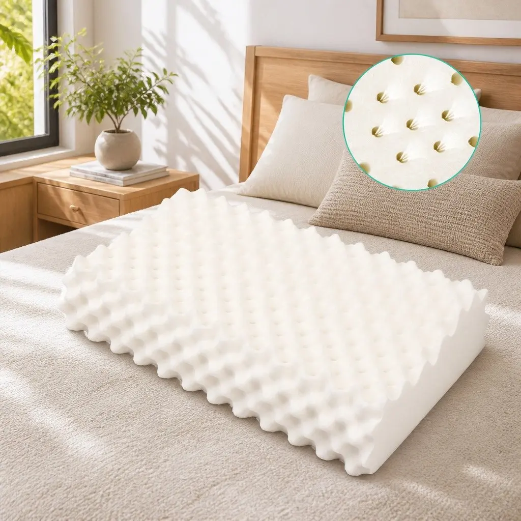 Natural Latex Pillow Sleep Support Twin Pack 60 x 36 cm White