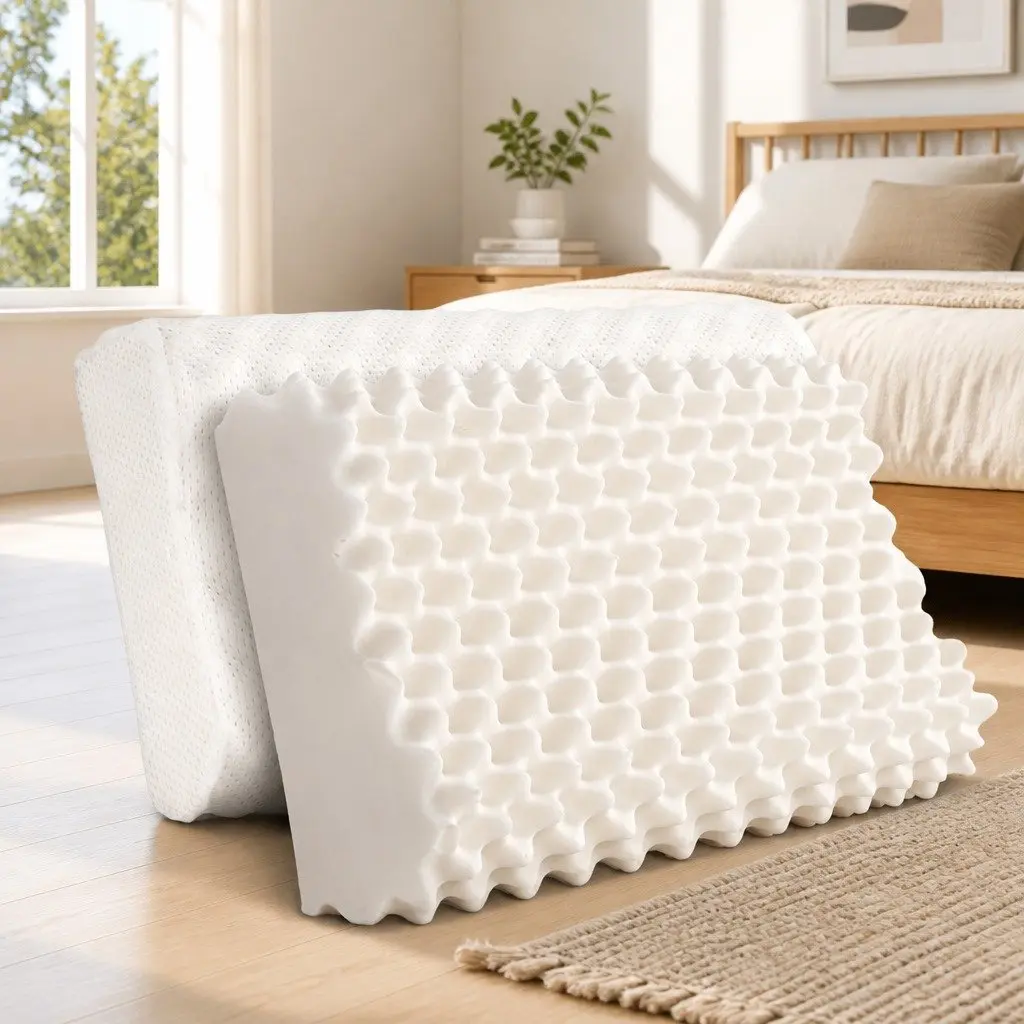 Natural Latex Pillow Sleep Support Twin Pack 60 x 36 cm White