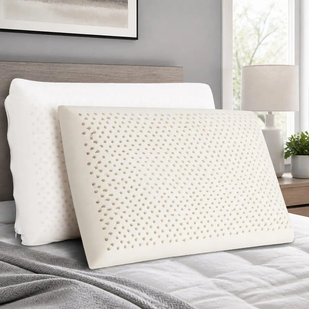 Latex Pillow Natural Support Comfort Sleep Twin Pack White