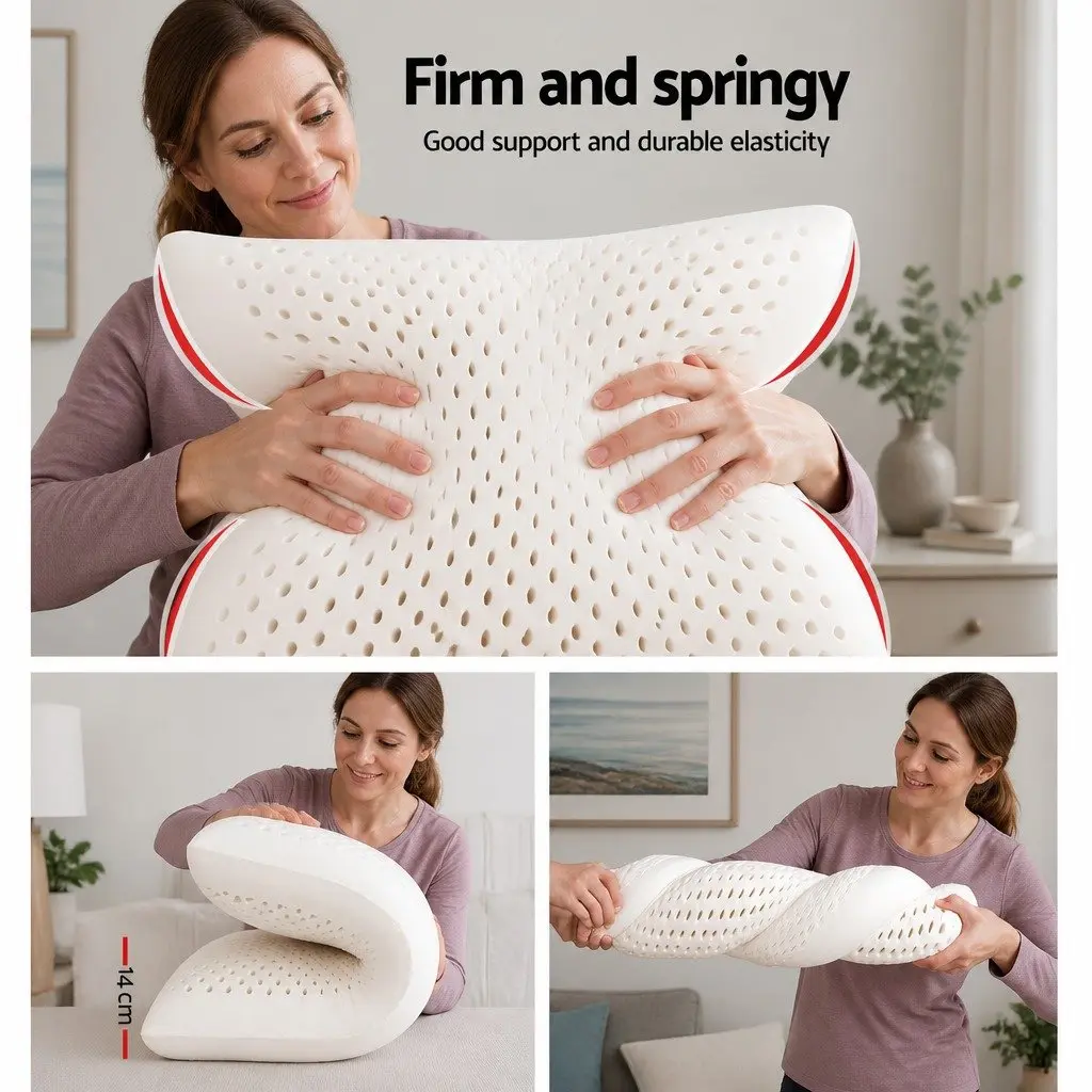 Latex Pillow Natural Support Comfort Sleep Twin Pack White