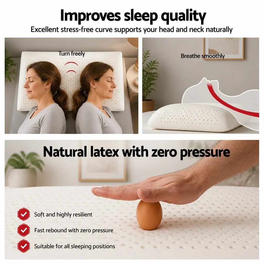 Latex Pillow Natural Support Comfort Sleep Twin Pack White