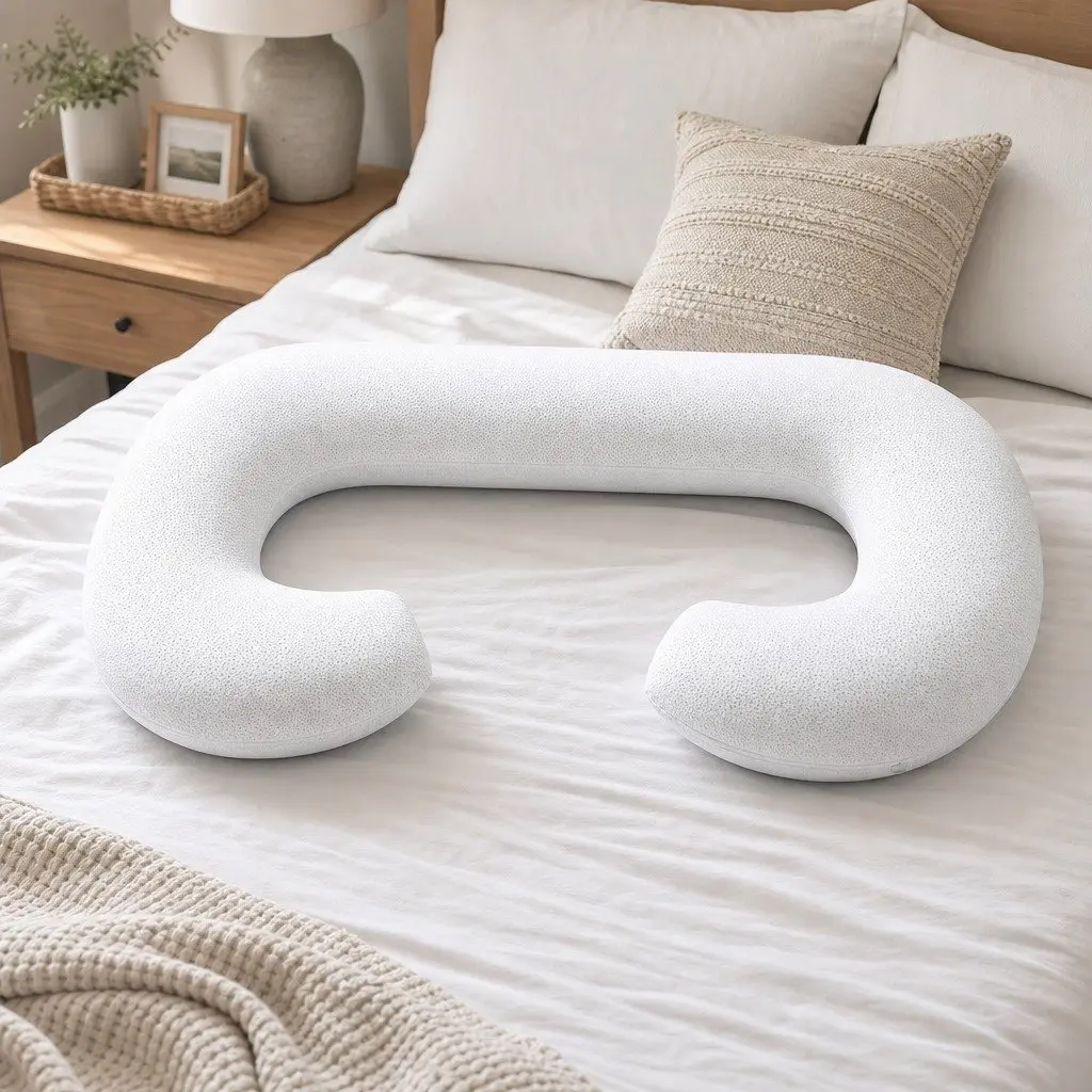 C-Shaped Pregnancy Pillow Body Support for Side Sleepers 80 x 140 cm White