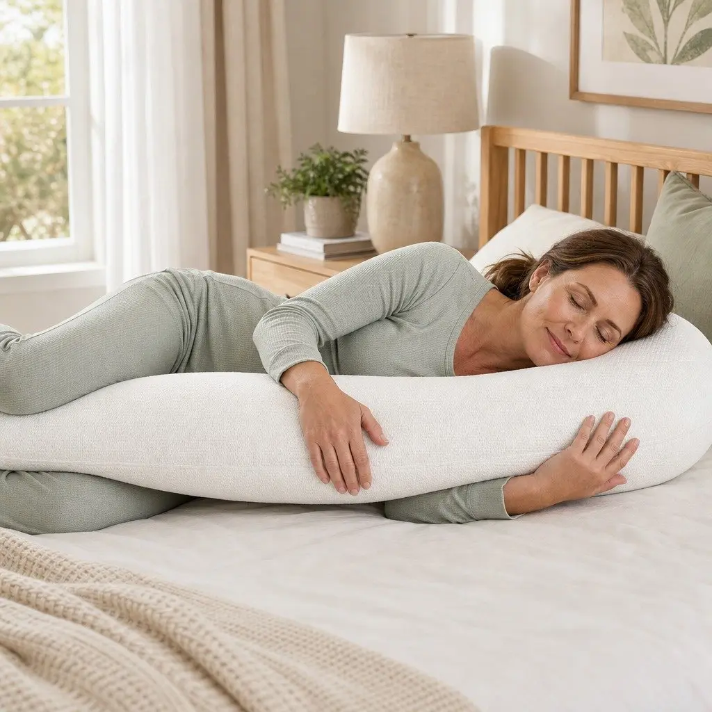 C-Shaped Pregnancy Pillow Body Support for Side Sleepers 80 x 140 cm White