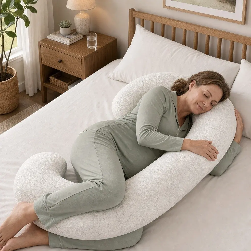 C-Shaped Pregnancy Pillow Body Support for Side Sleepers 80 x 140 cm White