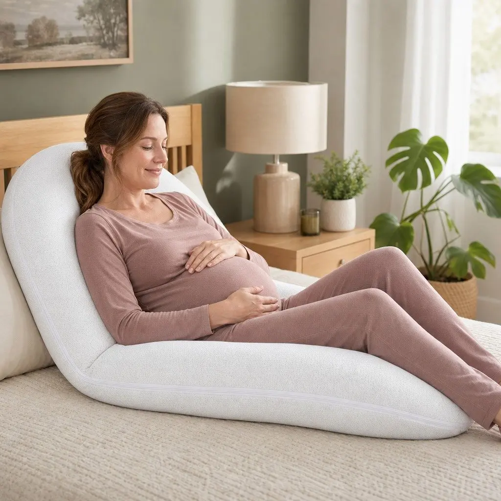 C-Shaped Pregnancy Pillow Body Support for Side Sleepers 80 x 140 cm White