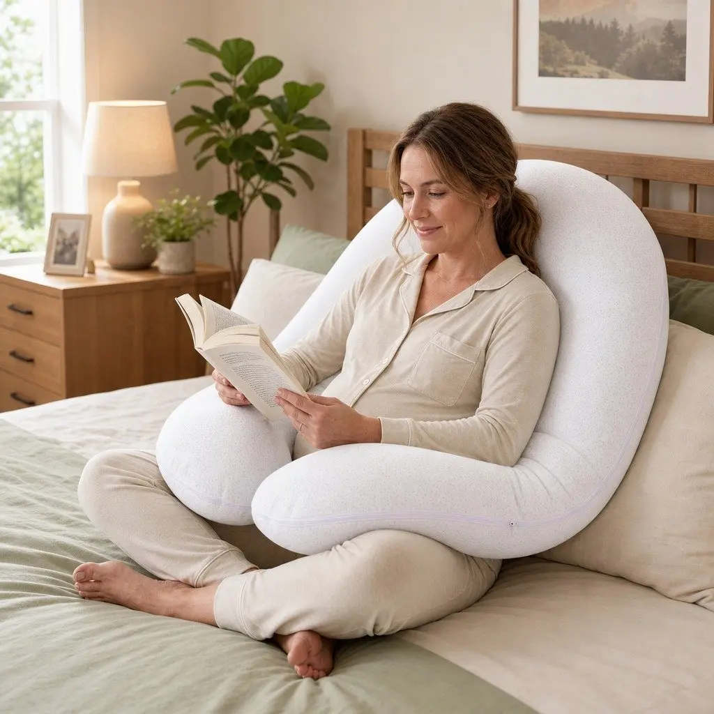 C-Shaped Pregnancy Pillow Body Support for Side Sleepers 80 x 140 cm White