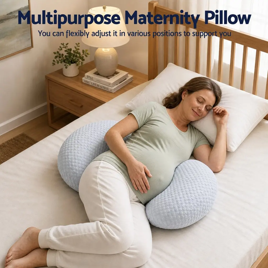 Cooling Body Pillow Adjustable Maternity Support 37x87 cm Blue