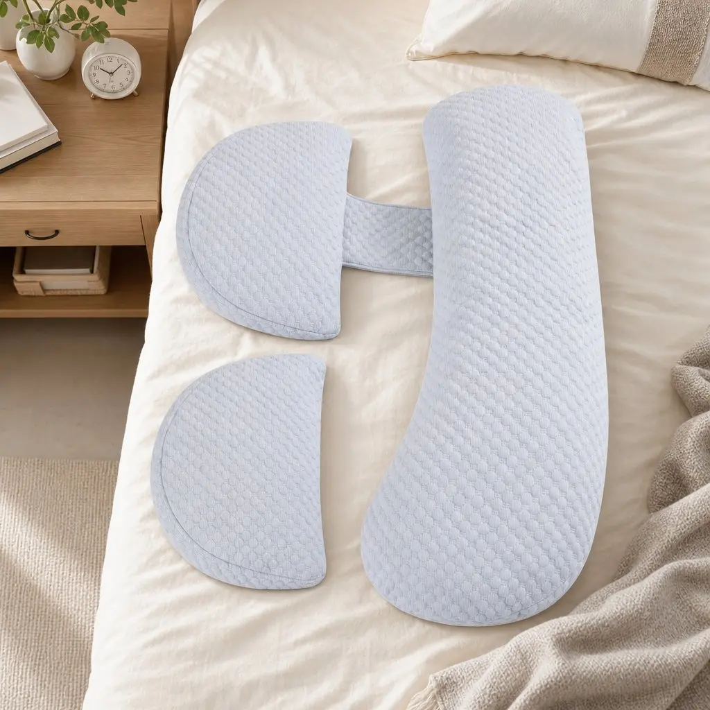 Cooling Body Pillow Adjustable Maternity Support 37x87 cm Blue