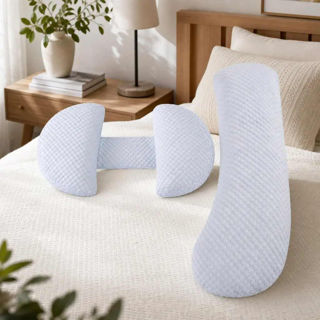 Cooling Body Pillow Adjustable Maternity Support 37x87 cm Blue