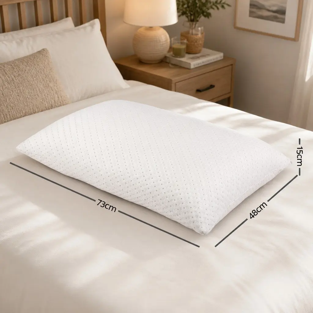 Memory Foam Pillow Shredded Gel-Infused Bamboo Cover Neck 73cm x 48cm White Twin Pack