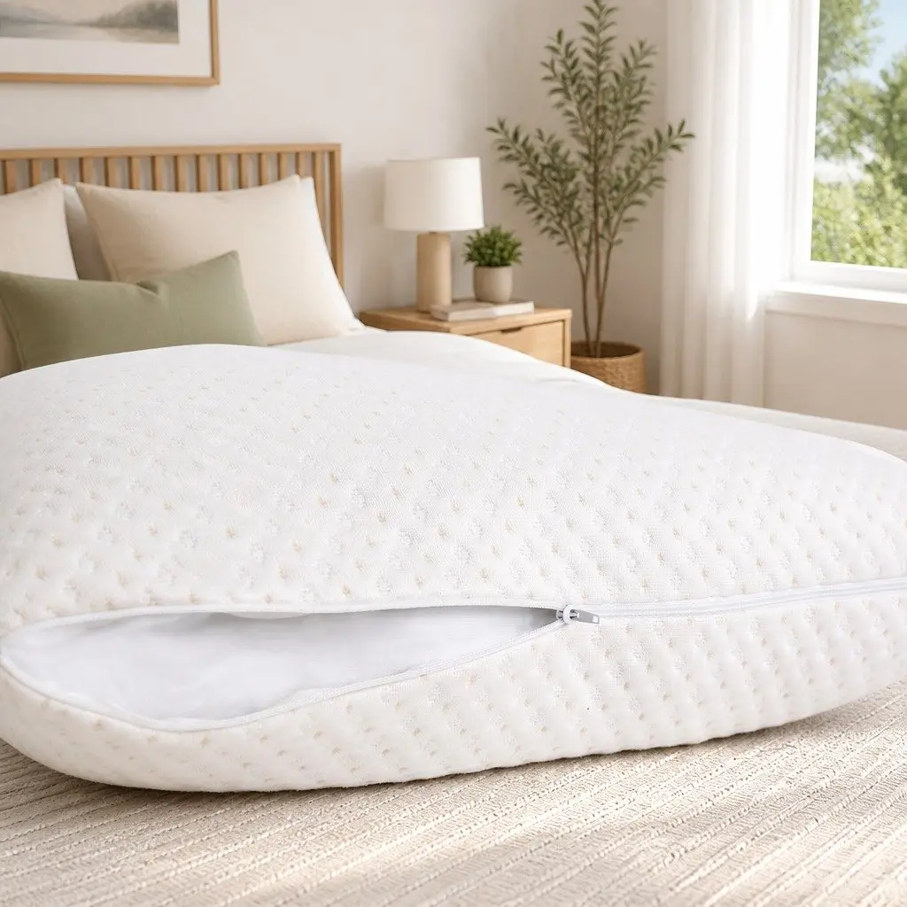 Memory Foam Pillow Shredded Gel-Infused Bamboo Cover Neck 73cm x 48cm White Twin Pack